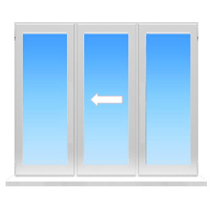 Трех-створчатая алюминиевая балконная рама, с одной откатной створкой